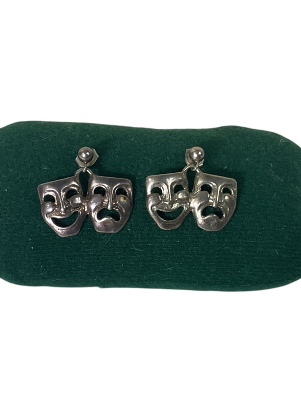 Vintage Sterling Silver 925 Comedy Tragedy Theater Mask Dangle Earrings